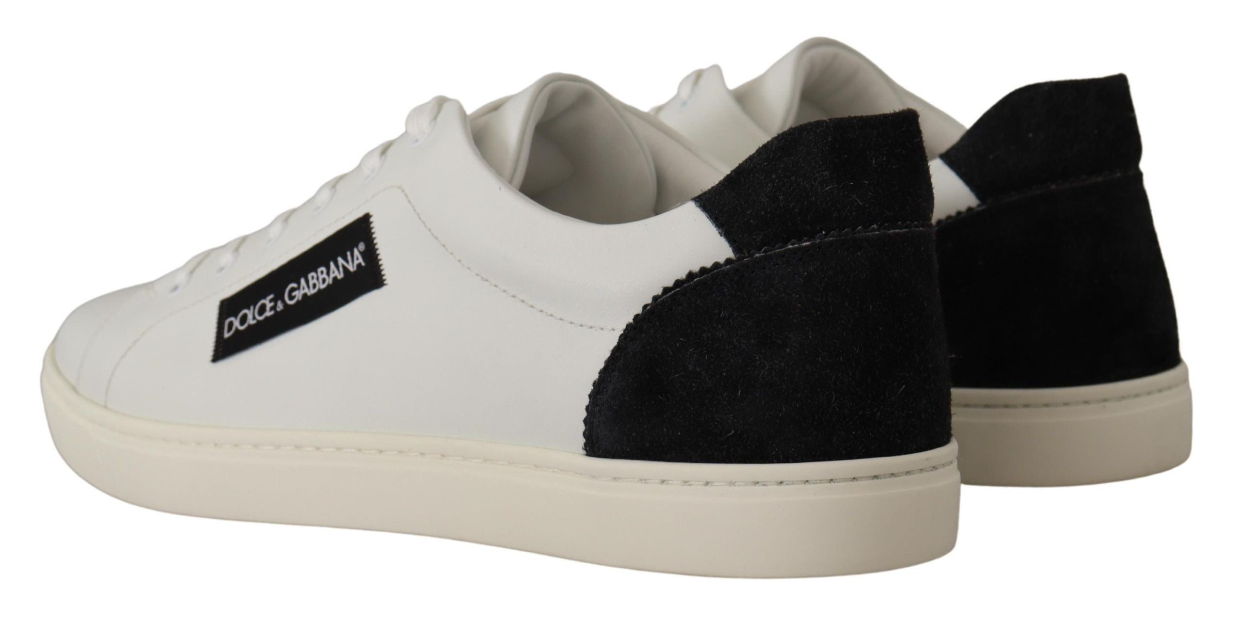 White Black Leather Low Shoes Sneakers - ventzia