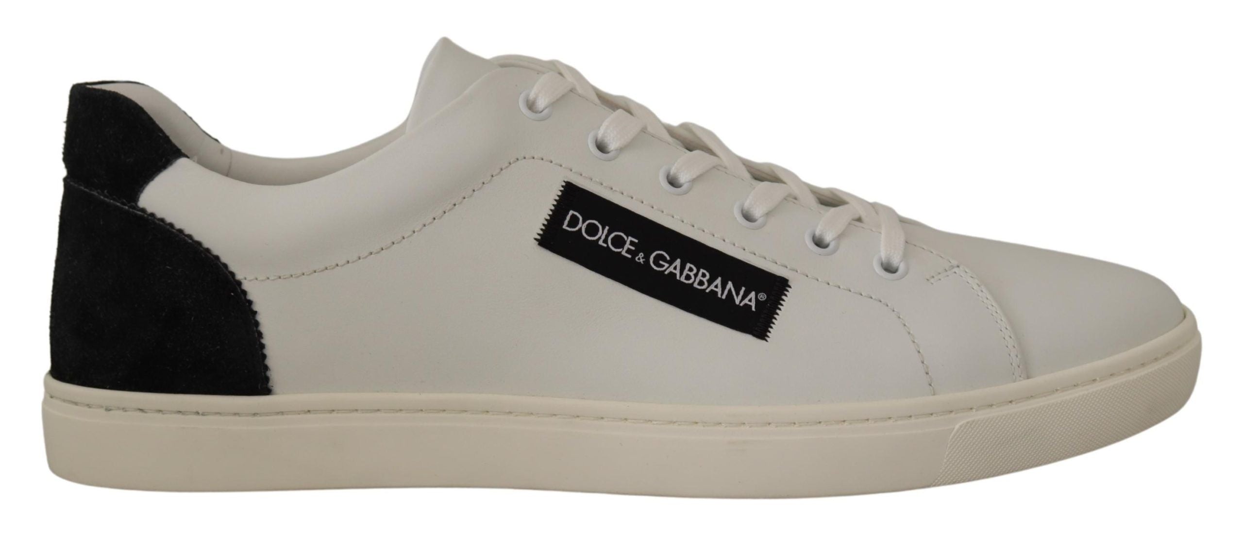 White Black Leather Low Shoes Sneakers - ventzia