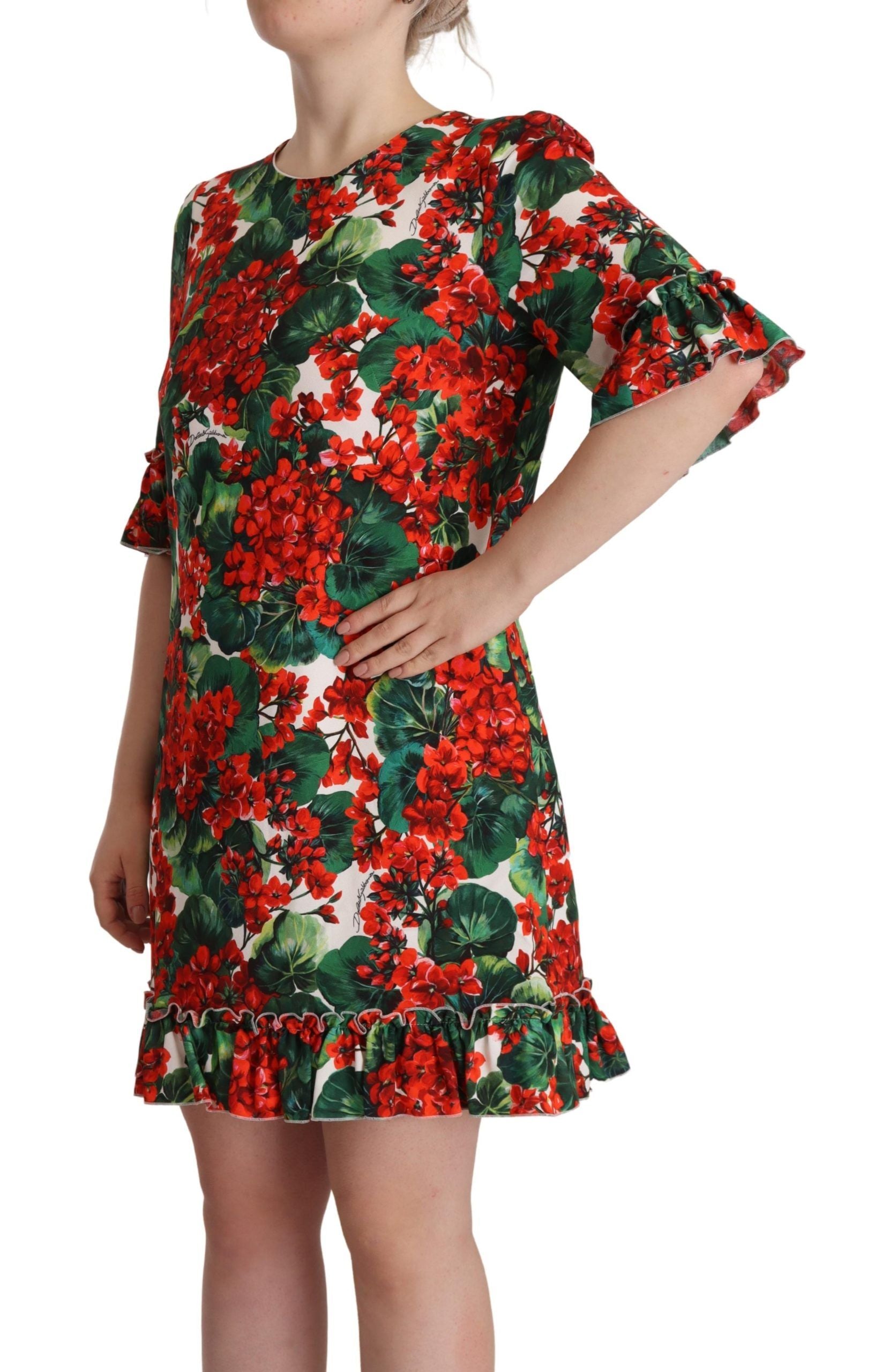 Multicolor Red Floral Shift Gown Dress - ventzia