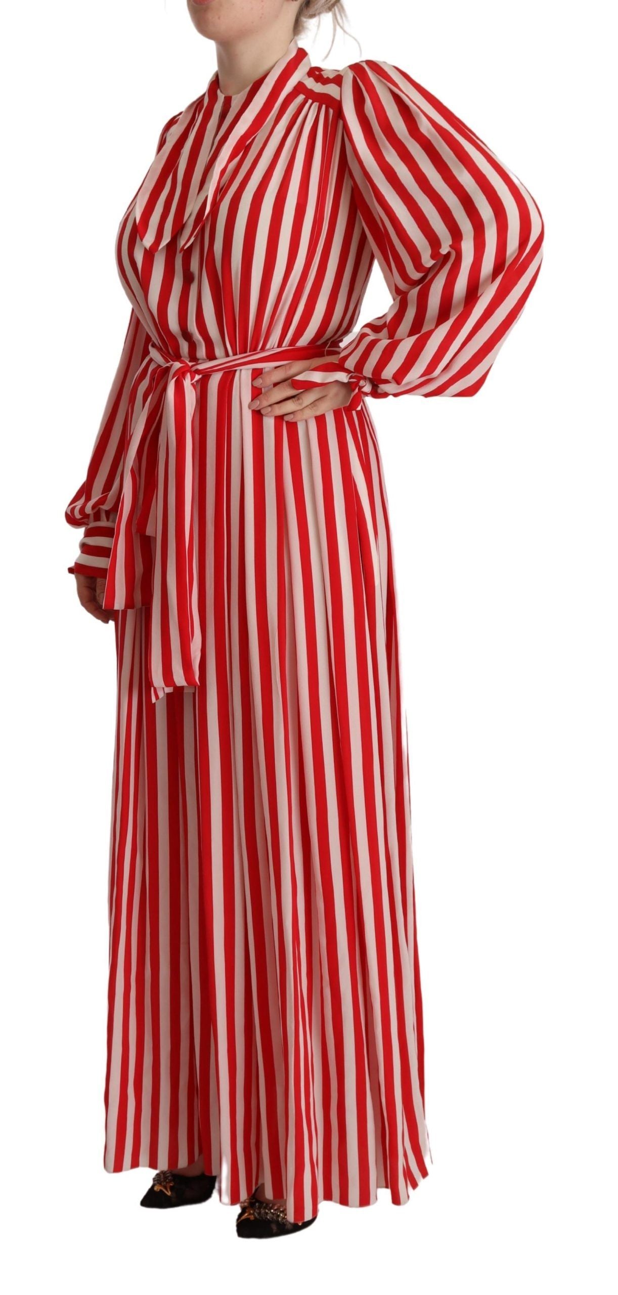 White Red Silk A-Line Shift Gown Dress - ventzia