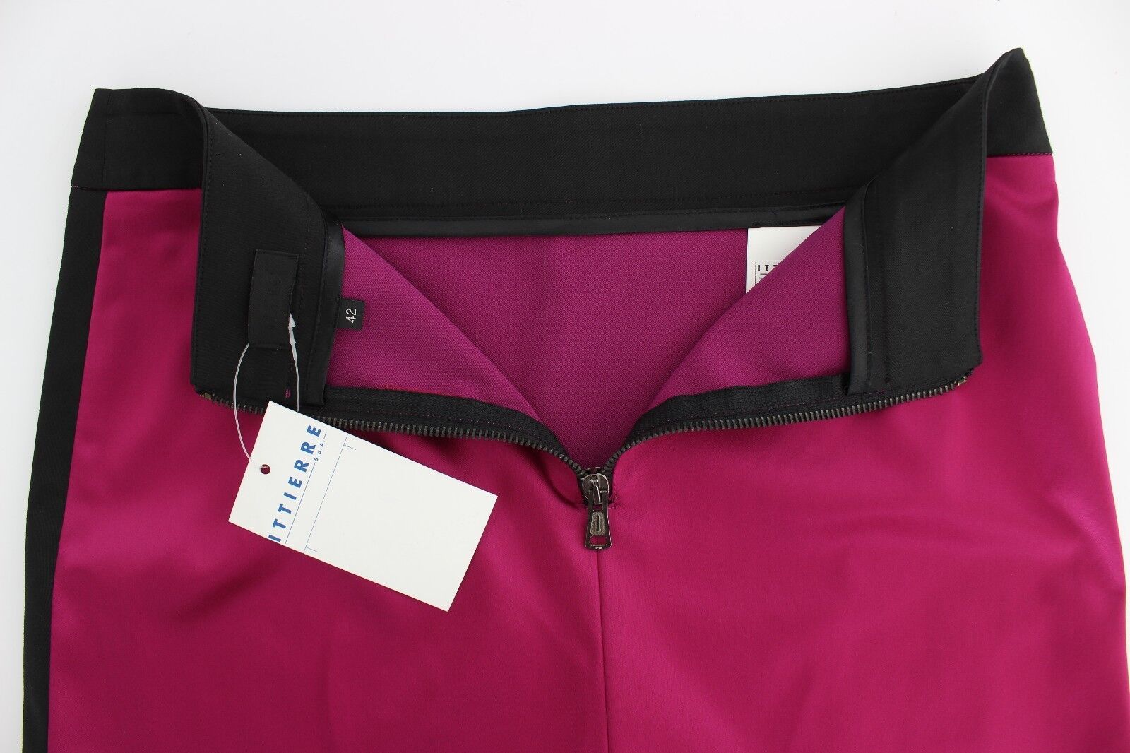Pink Black Above Knees Cotton Stretch Skirt - ventzia