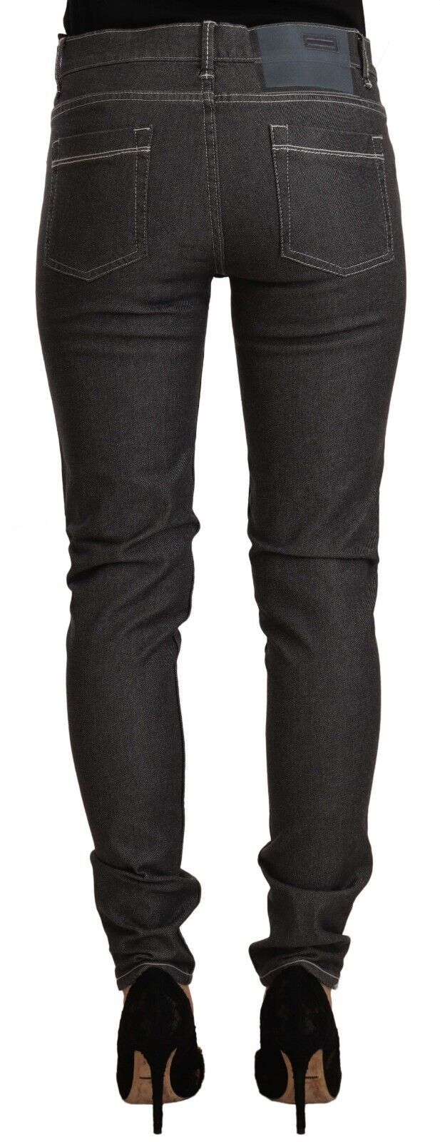 Black Low Waist Skinny Denim Slim Fit Jeans - ventzia