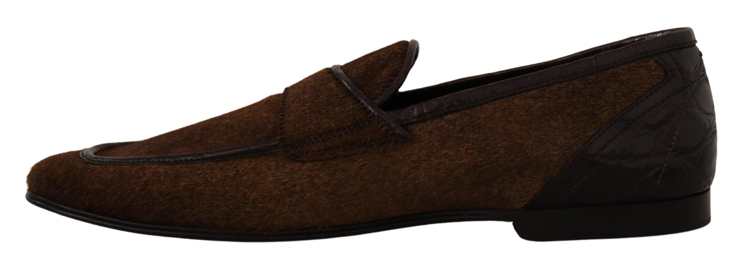 Shoes Dress Loafers Brown Leather Slip Shoes - ventzia