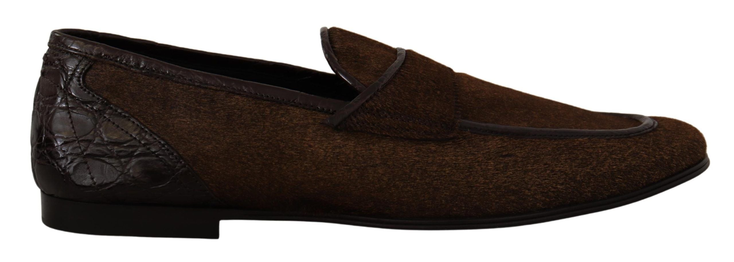 Shoes Dress Loafers Brown Leather Slip Shoes - ventzia