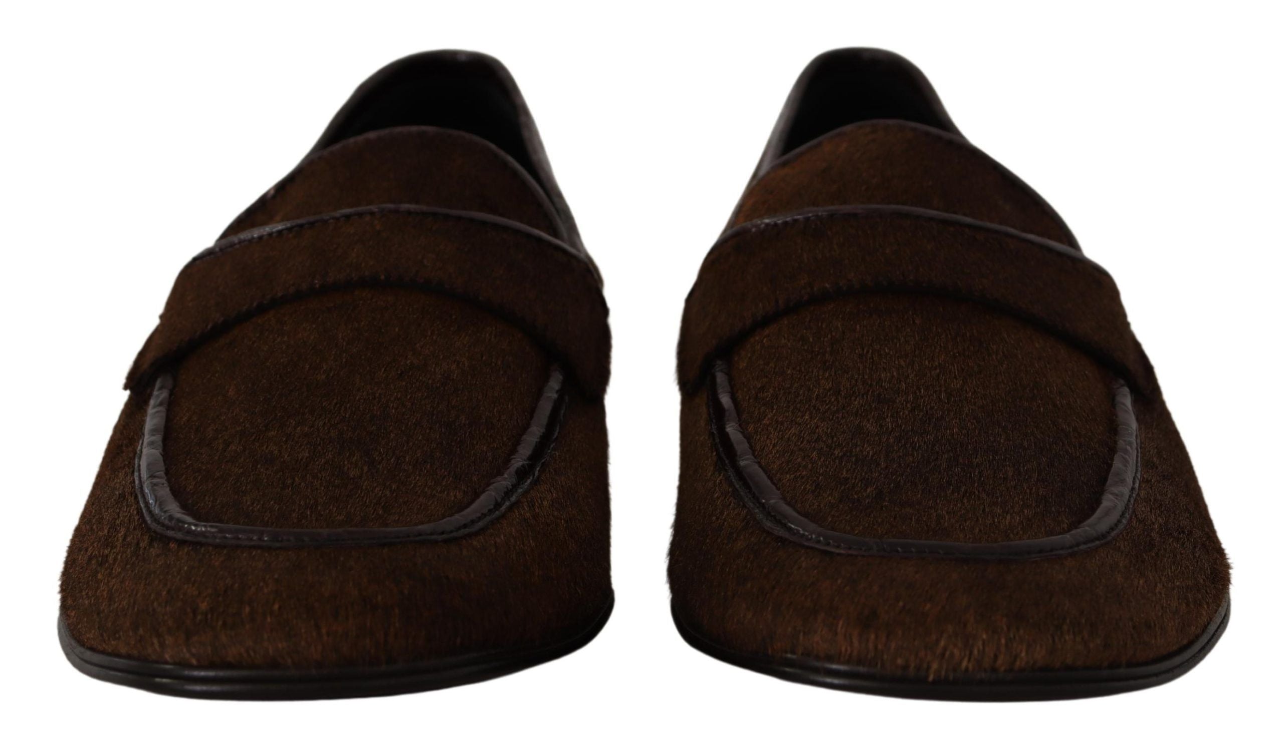 Shoes Dress Loafers Brown Leather Slip Shoes - ventzia