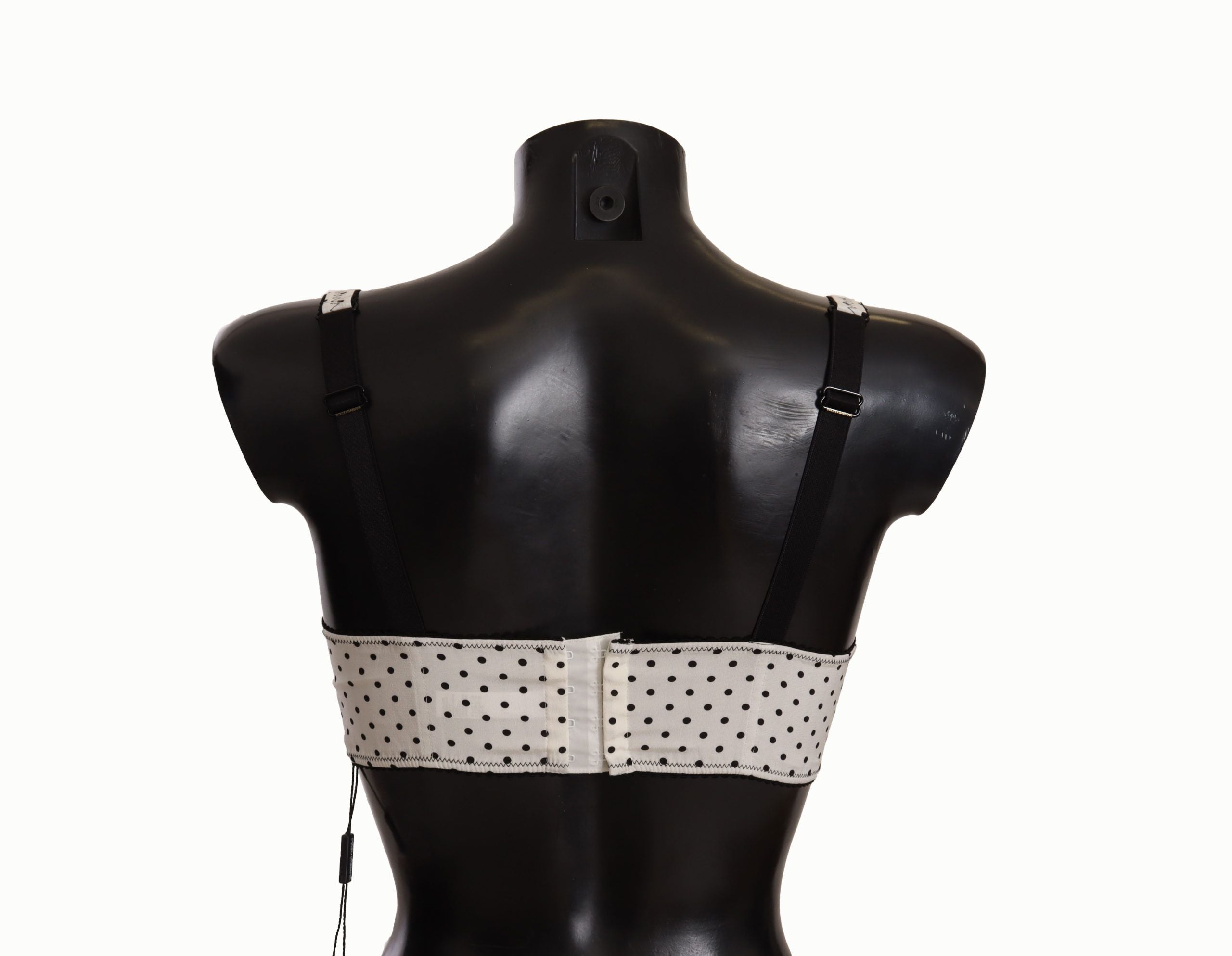 White Black Polka Dot Satin Lace Balconette Bra - ventzia