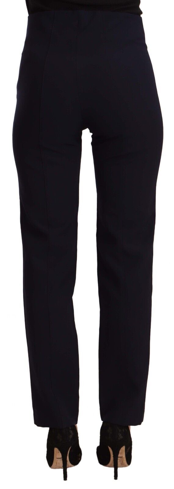 Black High Waist Polyester Women Straight Pants - ventzia