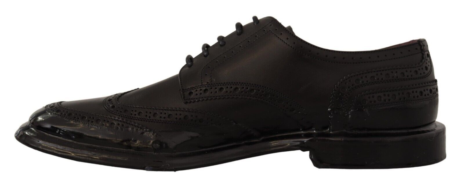 Black Leather Oxford Wingtip Formal Derby Shoes - ventzia