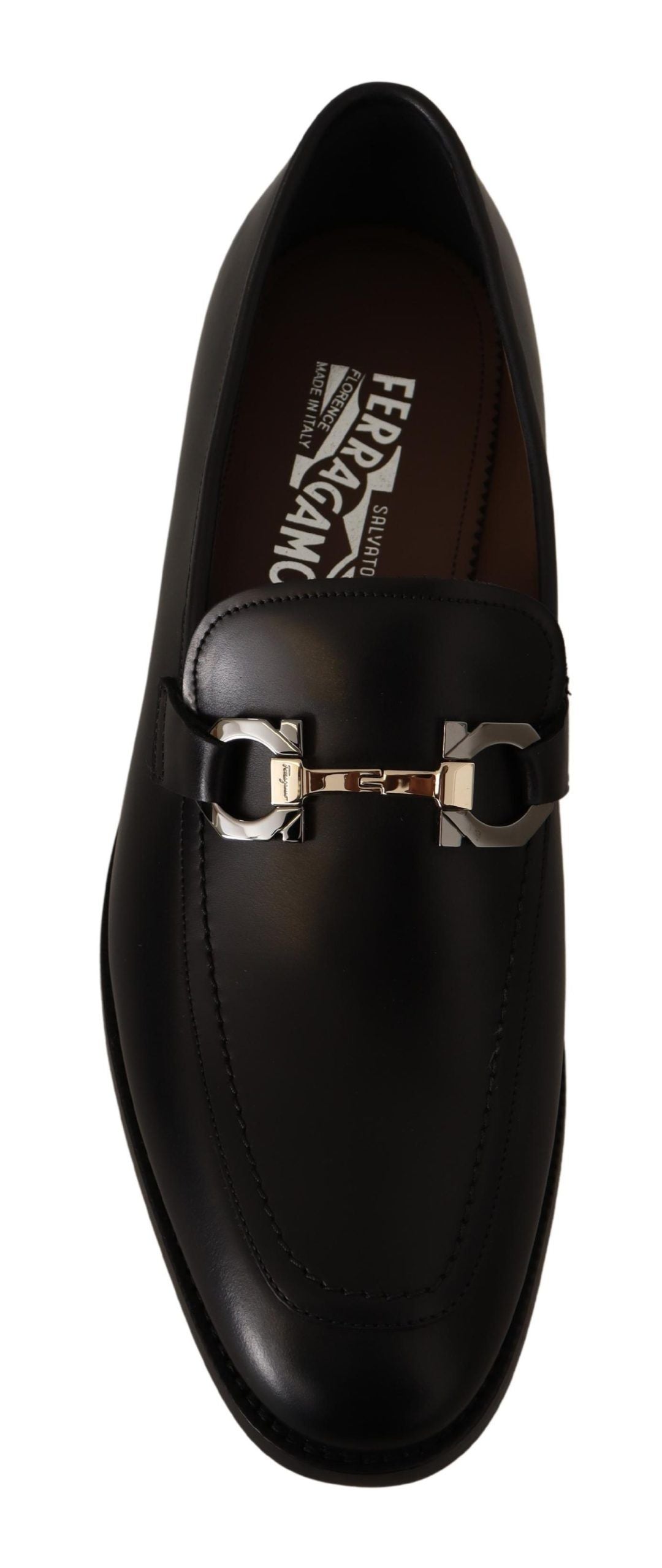 Suave Black Leather Gancio Bit Loafers - ventzia