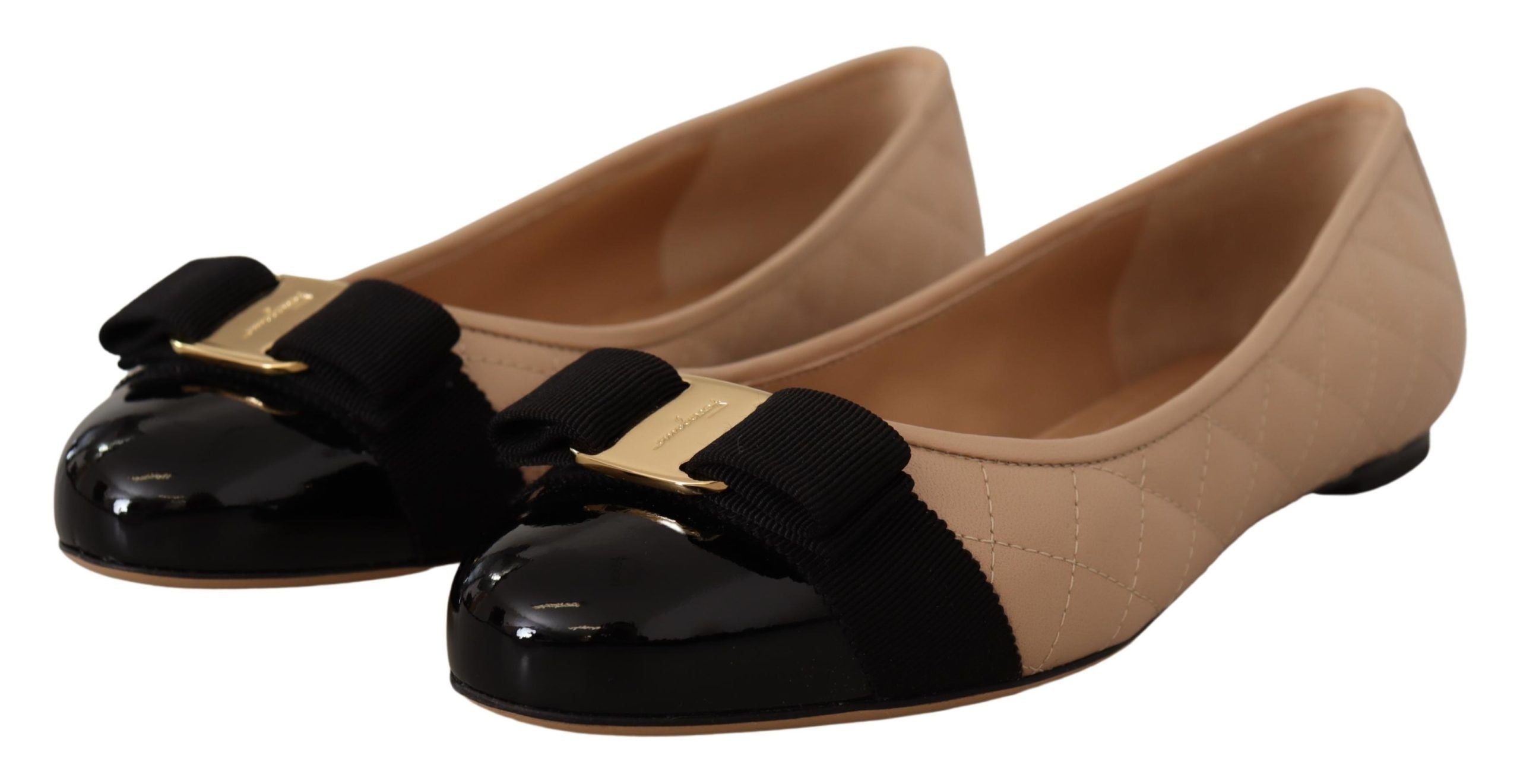 Elegant Quilted Leather Flats - Chic Dual-Tone Design - ventzia
