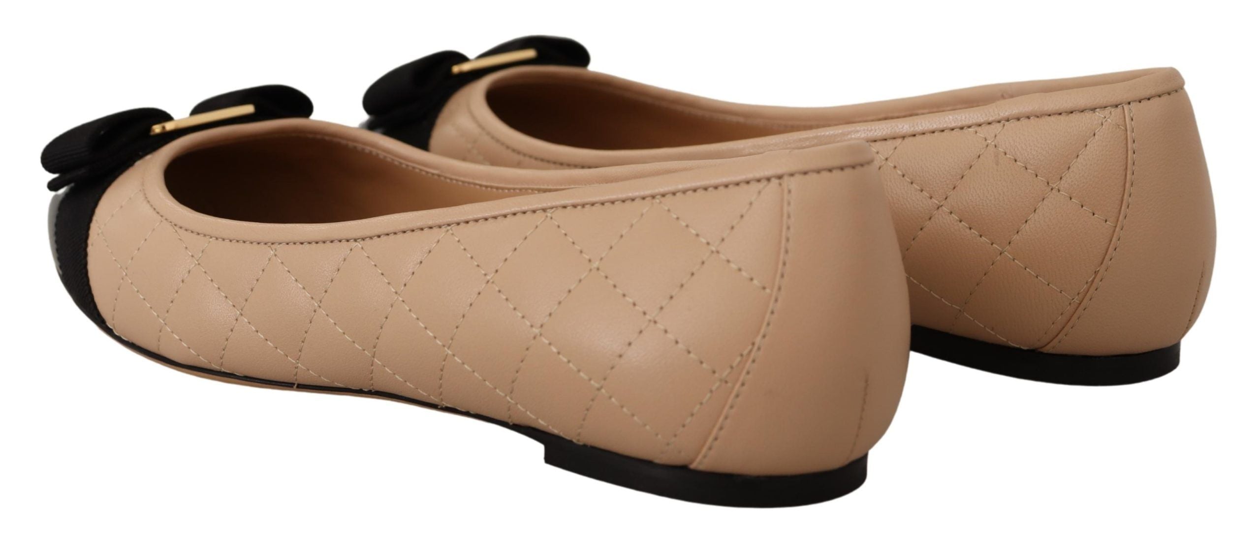 Elegant Quilted Leather Flats - Chic Dual-Tone Design - ventzia