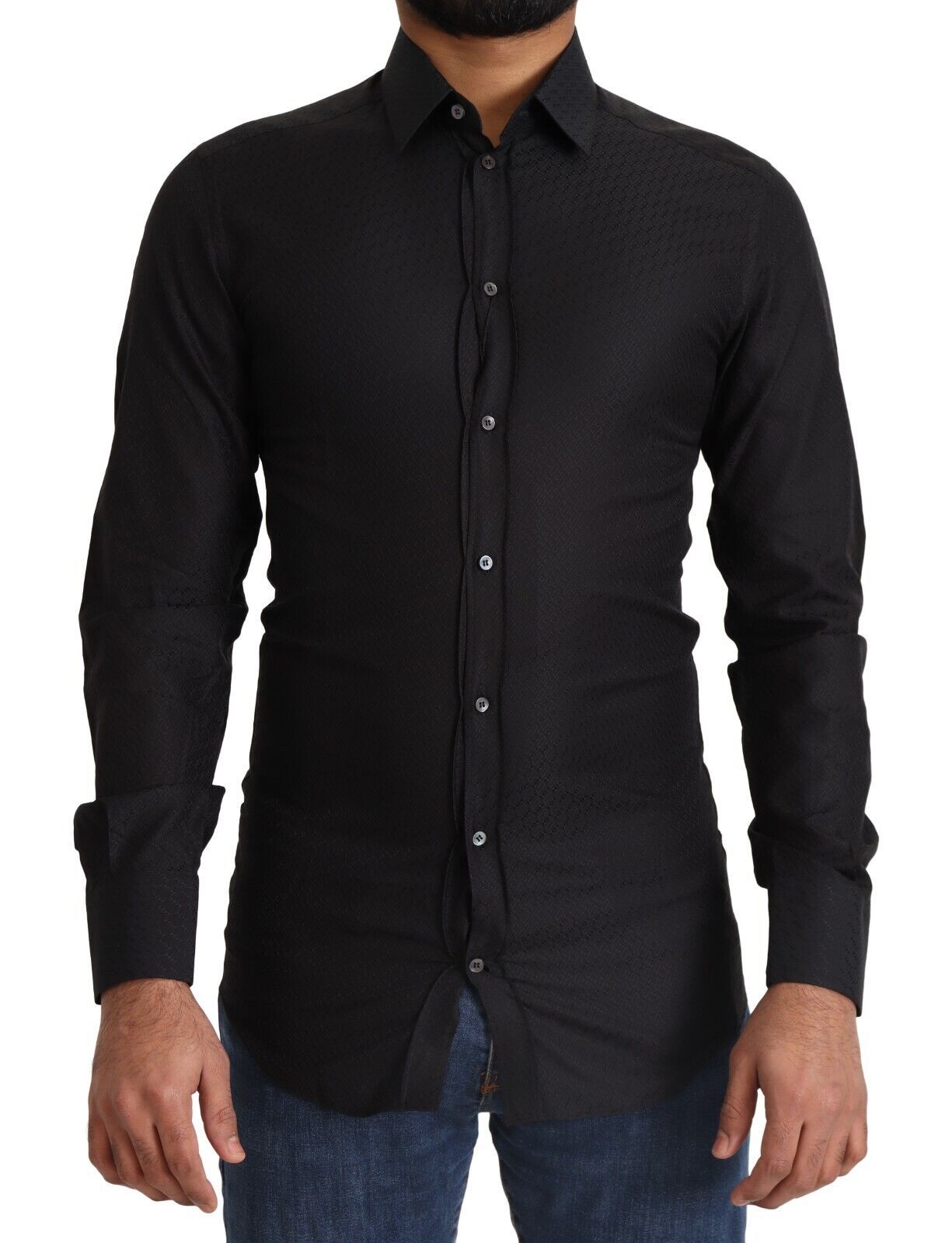 Black GOLD Cotton Slim Dress Formal Shirt - ventzia