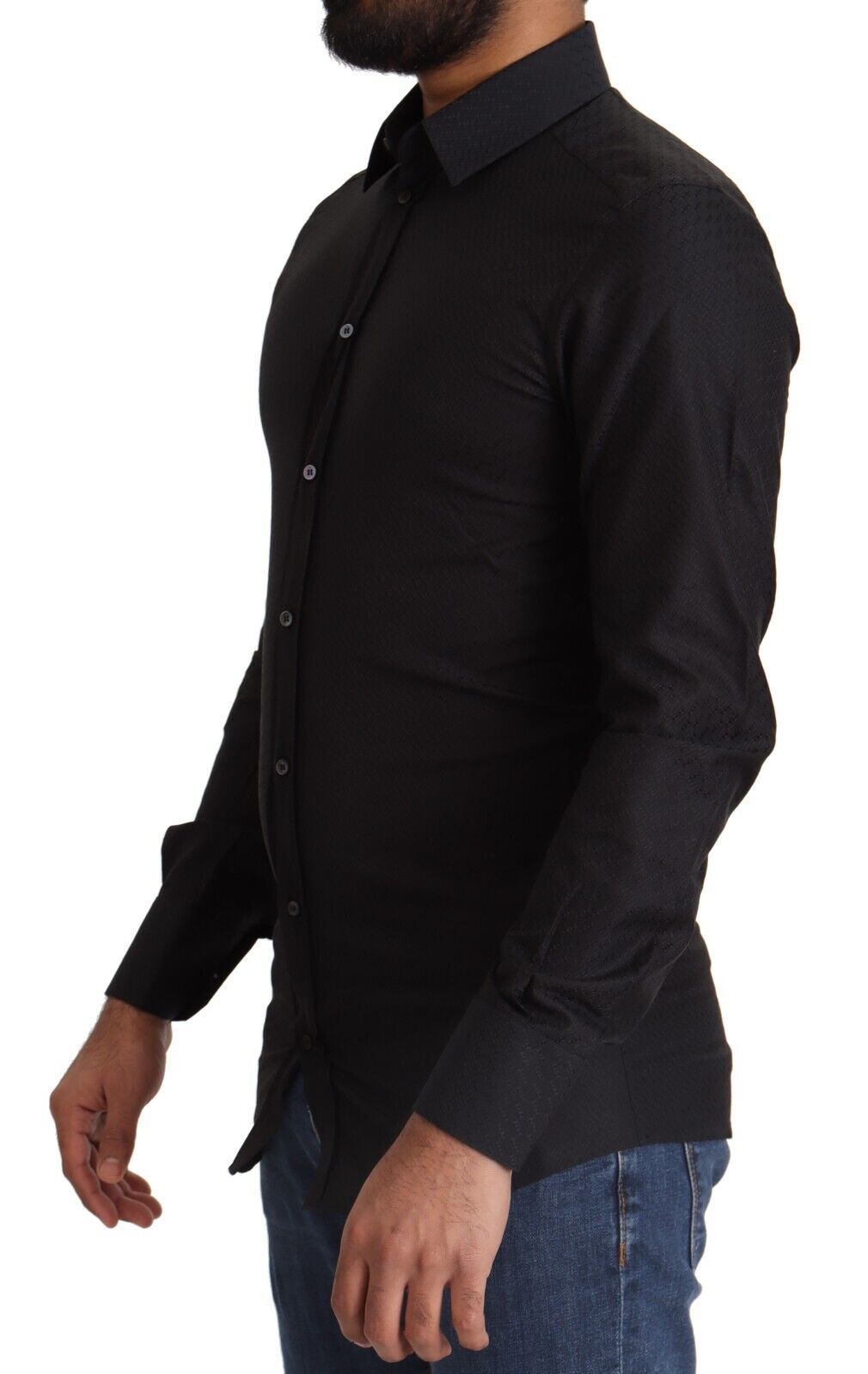 Black GOLD Cotton Slim Dress Formal Shirt - ventzia
