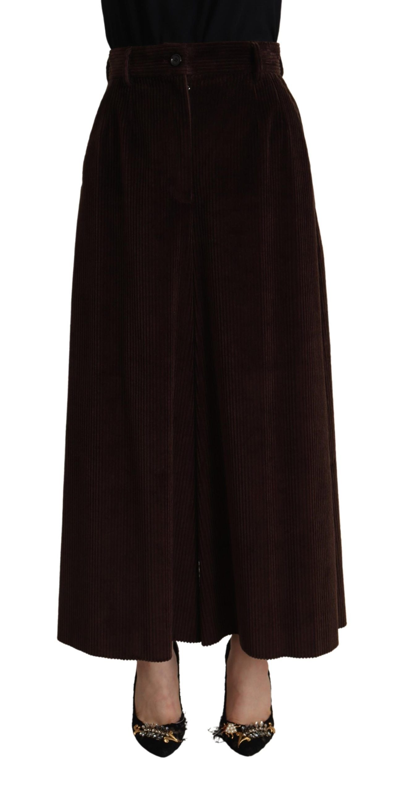 Bordeaux Corduroy Cotton Trouser Wide Leg Pants - ventzia