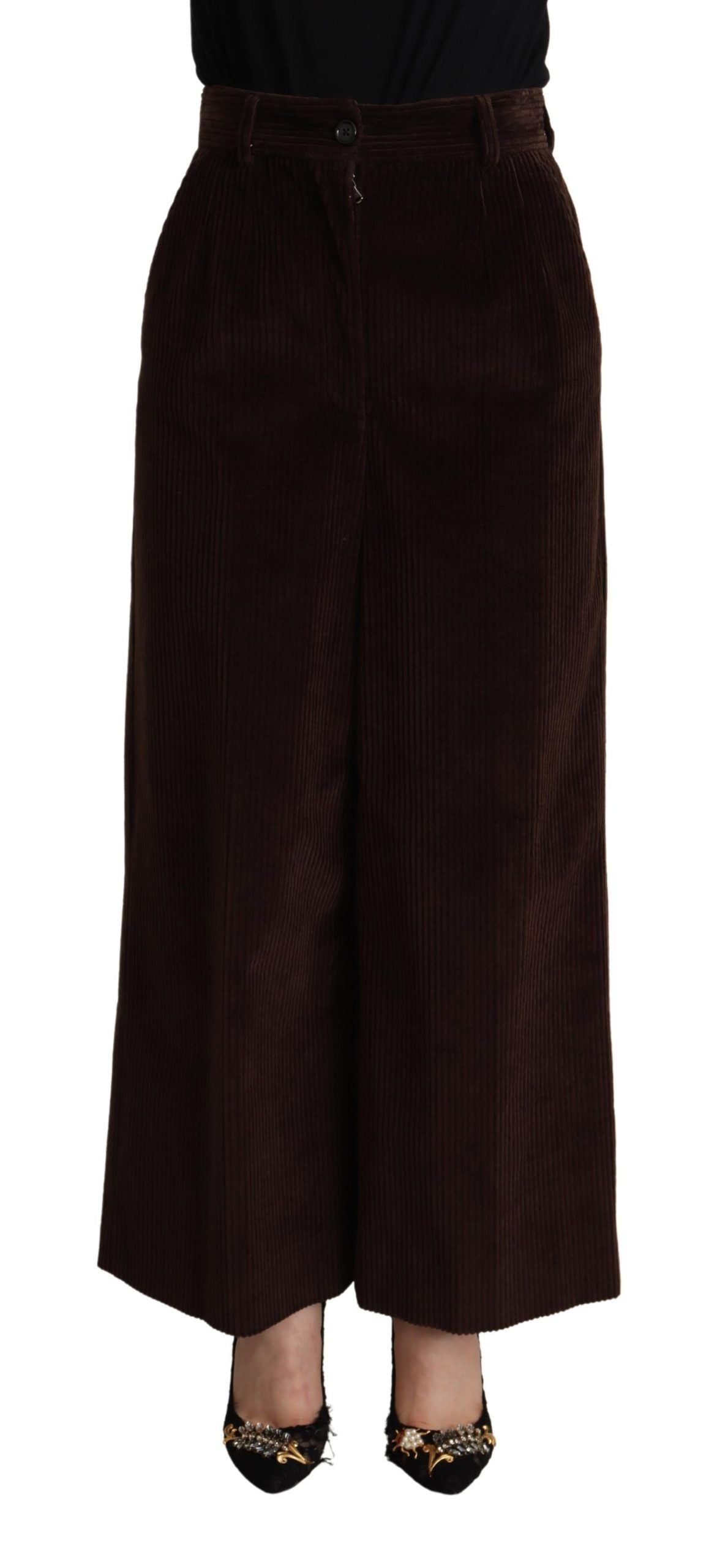 Black Cotton High Waist Trouser Wide Leg Pants - ventzia