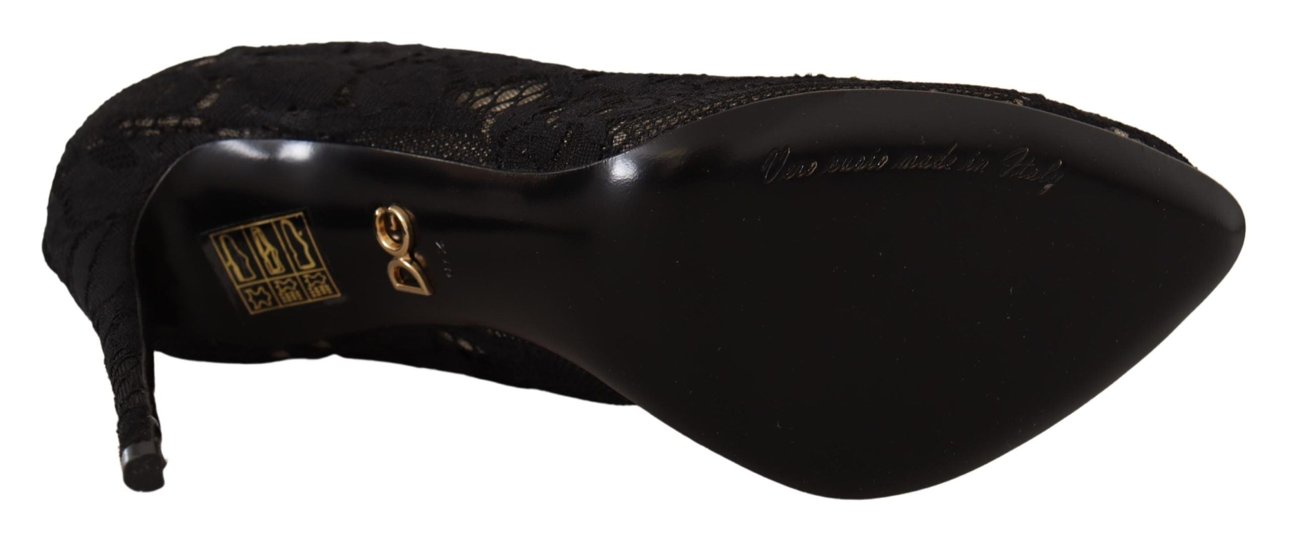Black Stretch Socks Taormina Lace Boots Shoes - ventzia