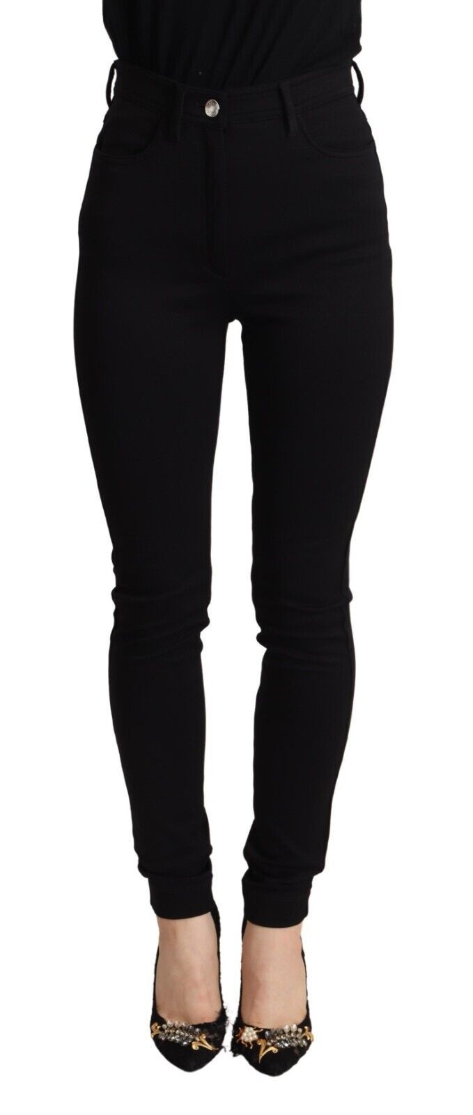 Black High Waist Skinny Slim Fit Pants - ventzia