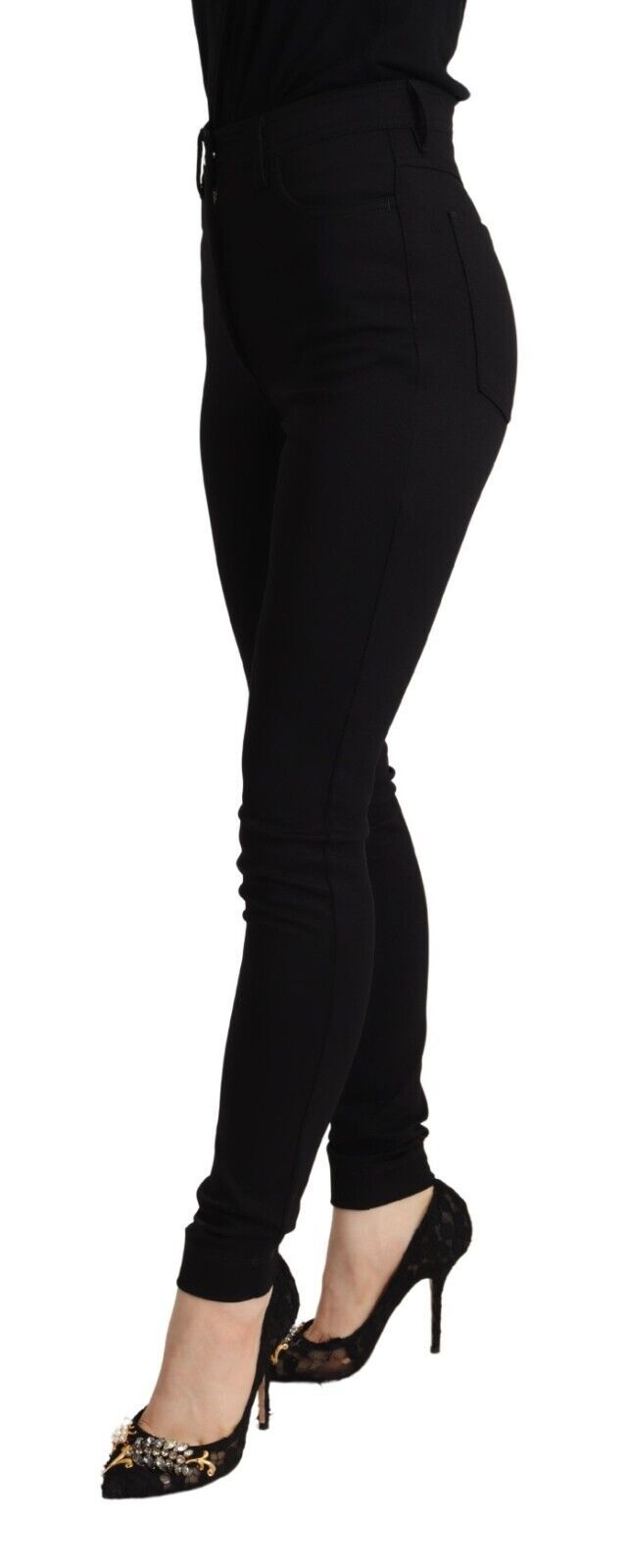 Black High Waist Skinny Slim Fit Pants - ventzia