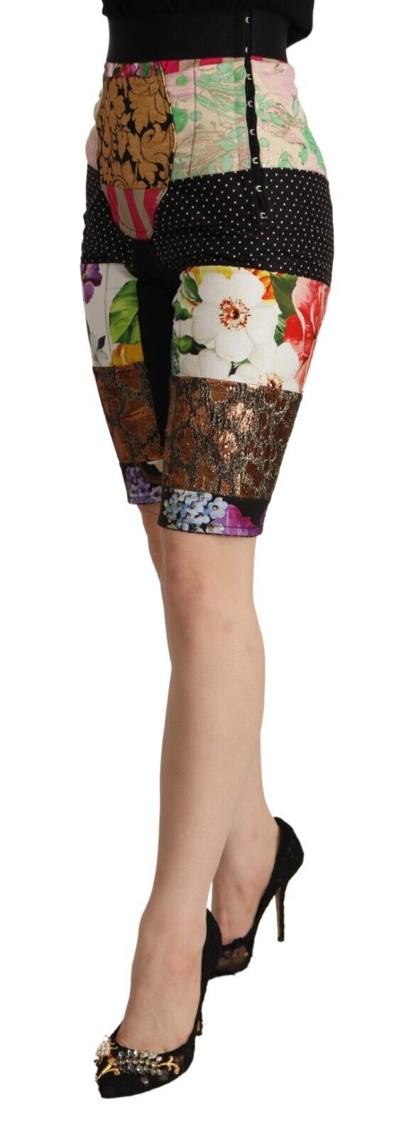 Multicolor Patchwork High Waist Cropped Pants - ventzia