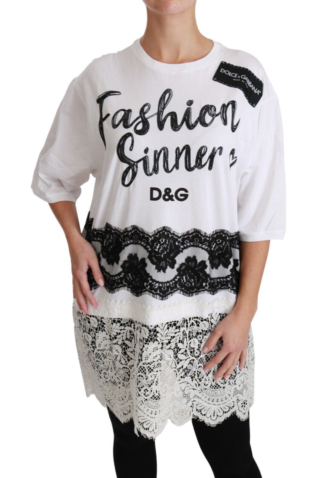 White Fashion Sinner Cotton Lace T-shirt Top - ventzia