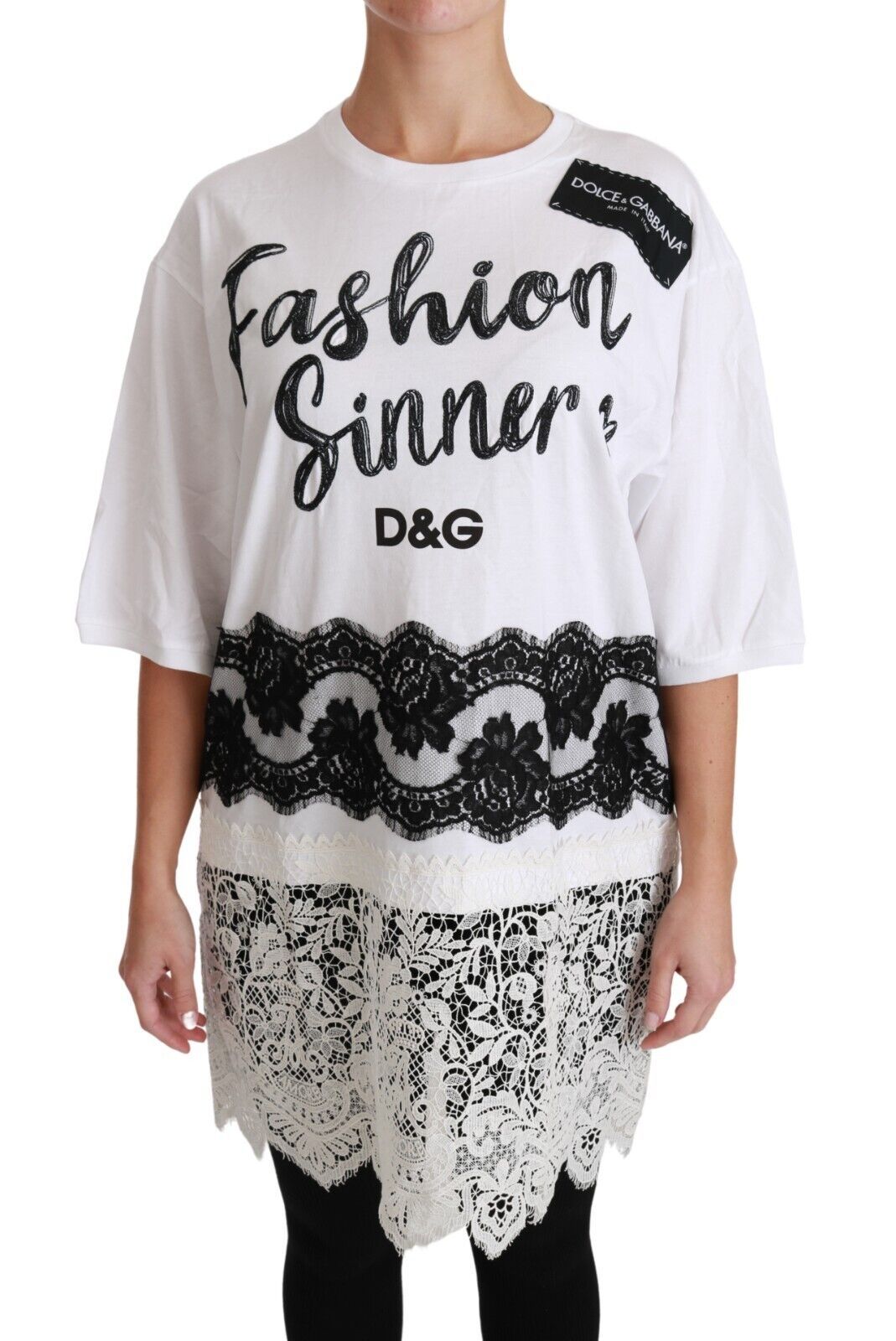 White Fashion Sinner Cotton Lace T-shirt Top - ventzia