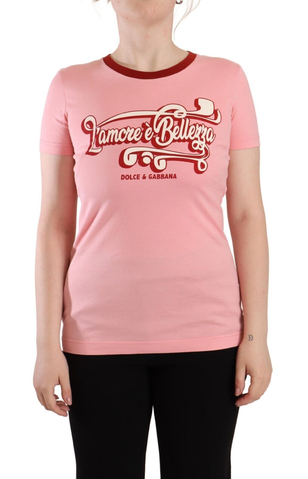 Pink Cotton Short Sleeves Crewneck T-shirt Top - ventzia