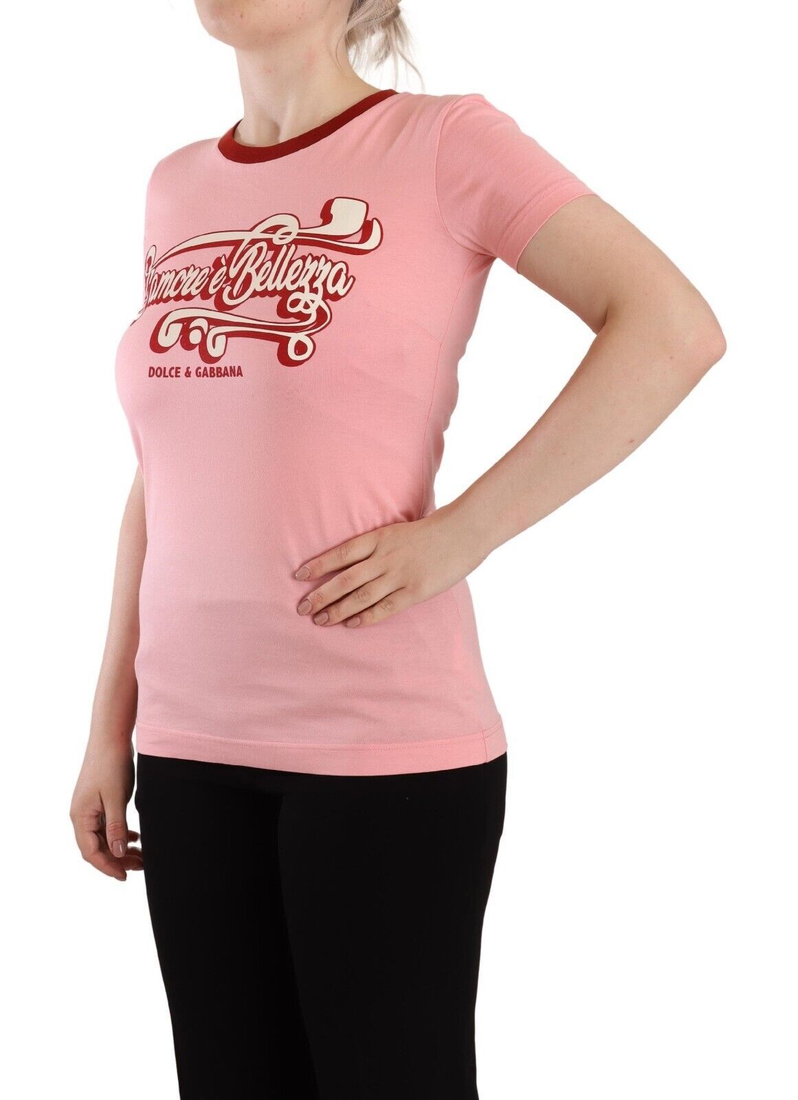 Pink Cotton Short Sleeves Crewneck T-shirt Top - ventzia