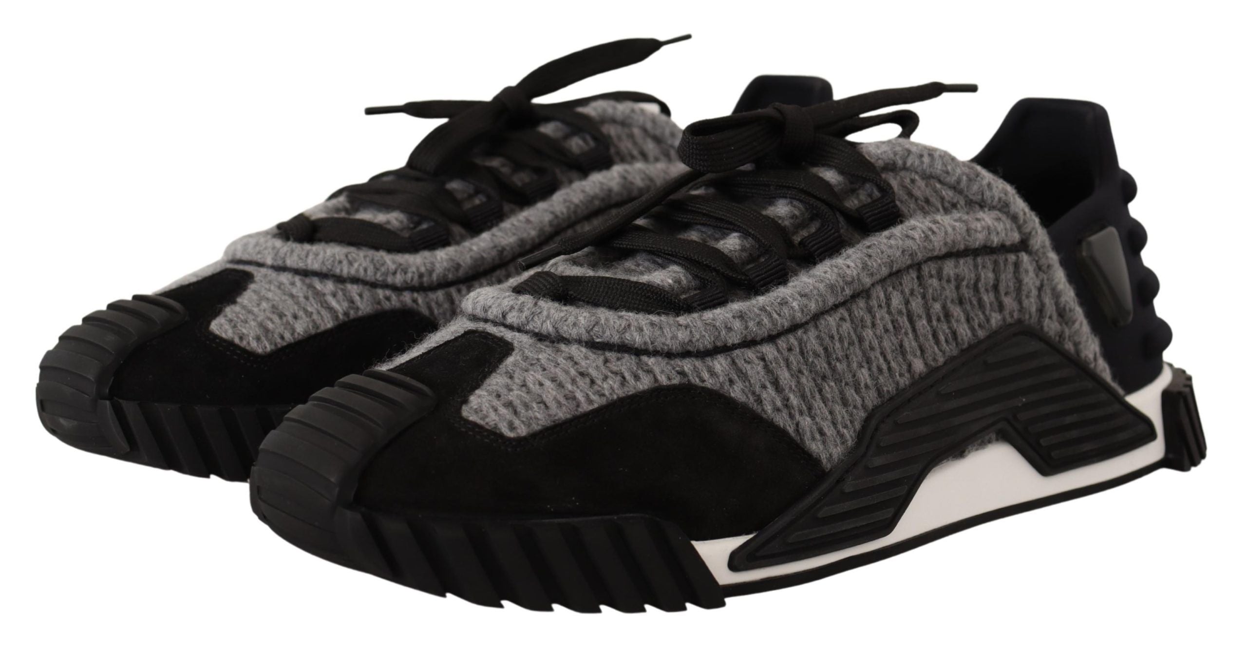 Black Gray Fabric Lace Up NS1 Sneakers Shoes - ventzia