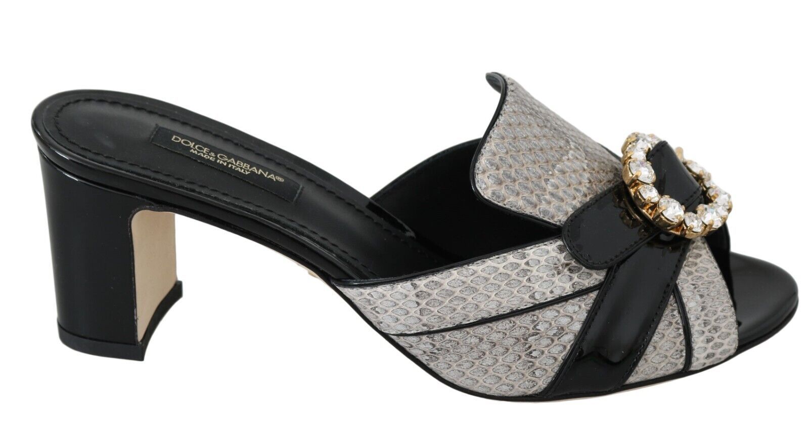 Black Gray Exotic Leather Crystals Sandals Shoes - ventzia