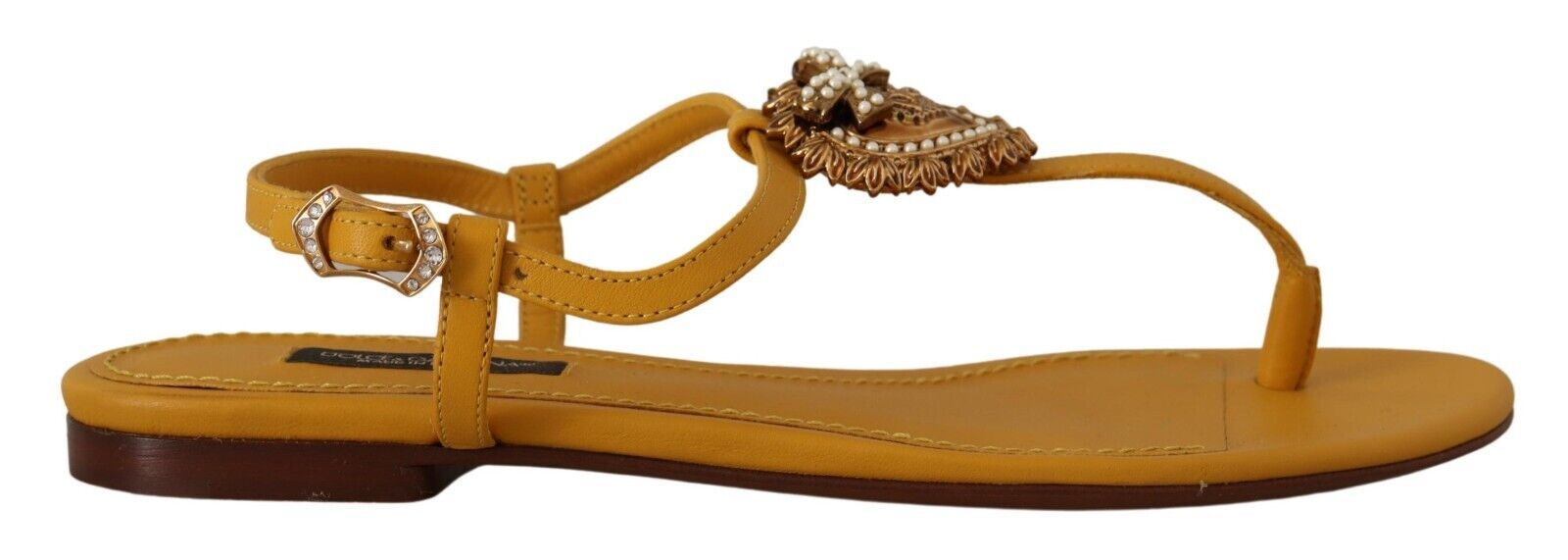 Mustard Leather Devotion Flats Sandals Shoes - ventzia