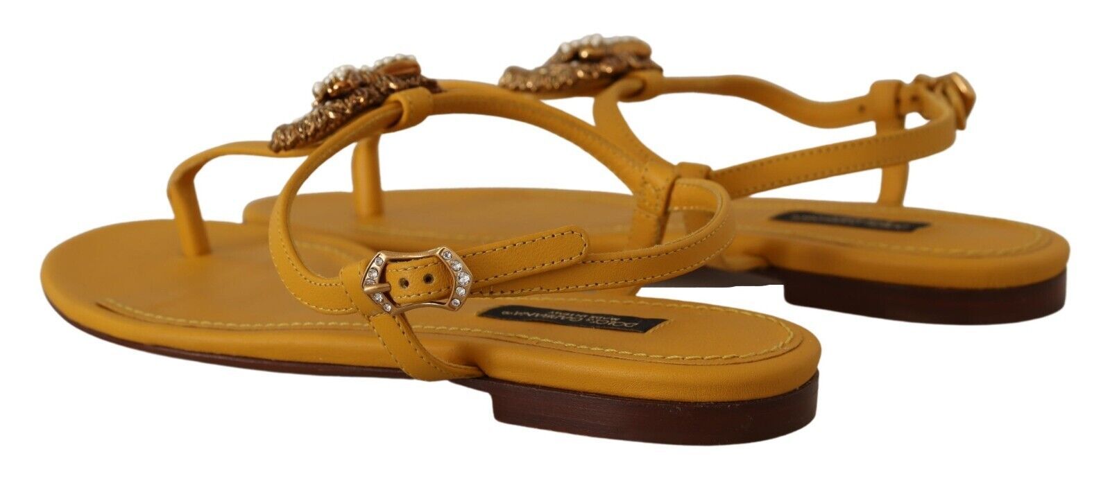 Mustard Leather Devotion Flats Sandals Shoes - ventzia