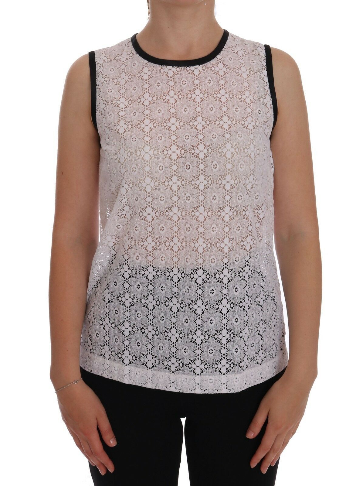 White Lace Floral Nylon Tank T-shirt - ventzia
