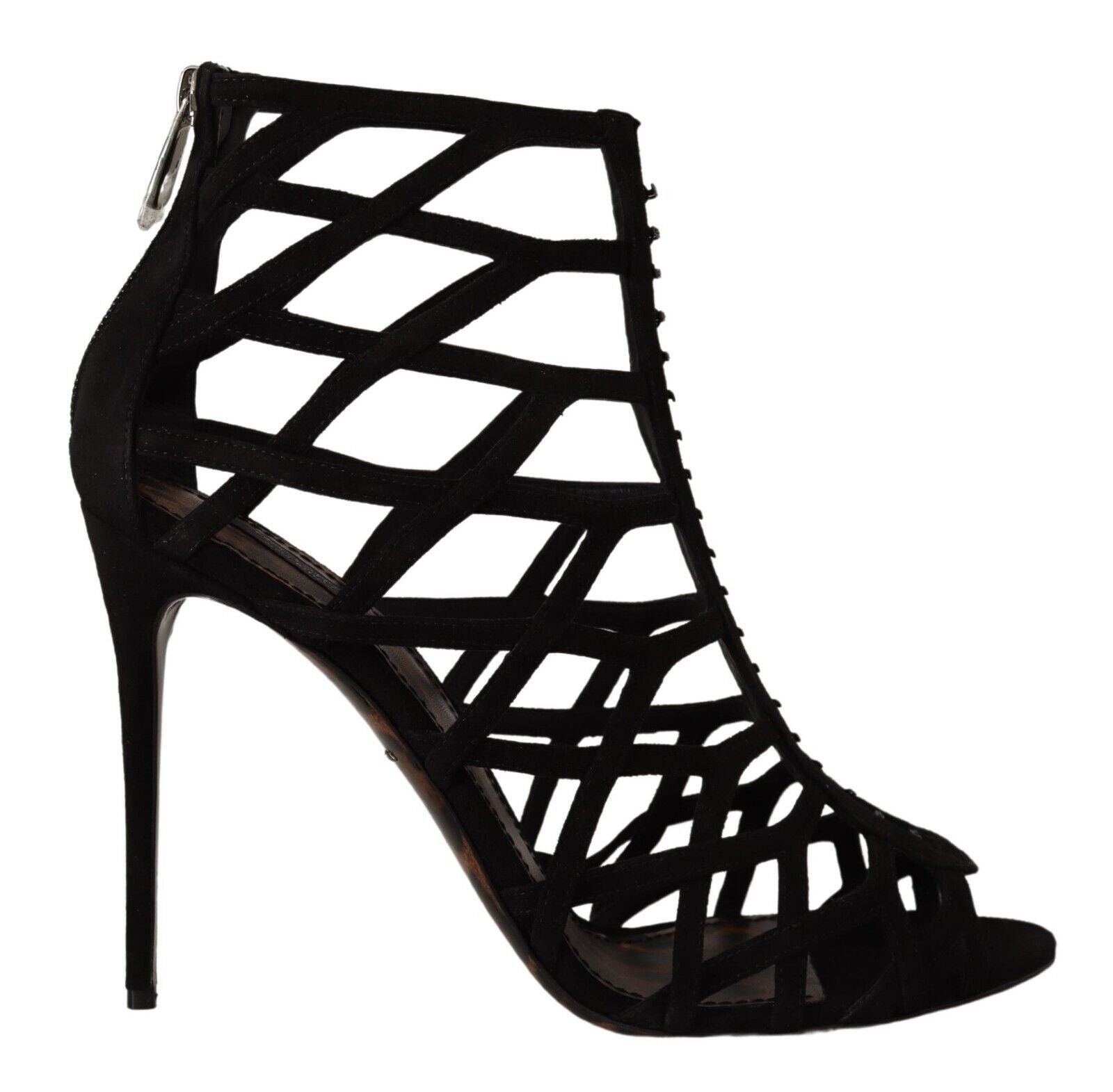 Black Suede Stiletto Heels Bette Sandals Shoes - ventzia