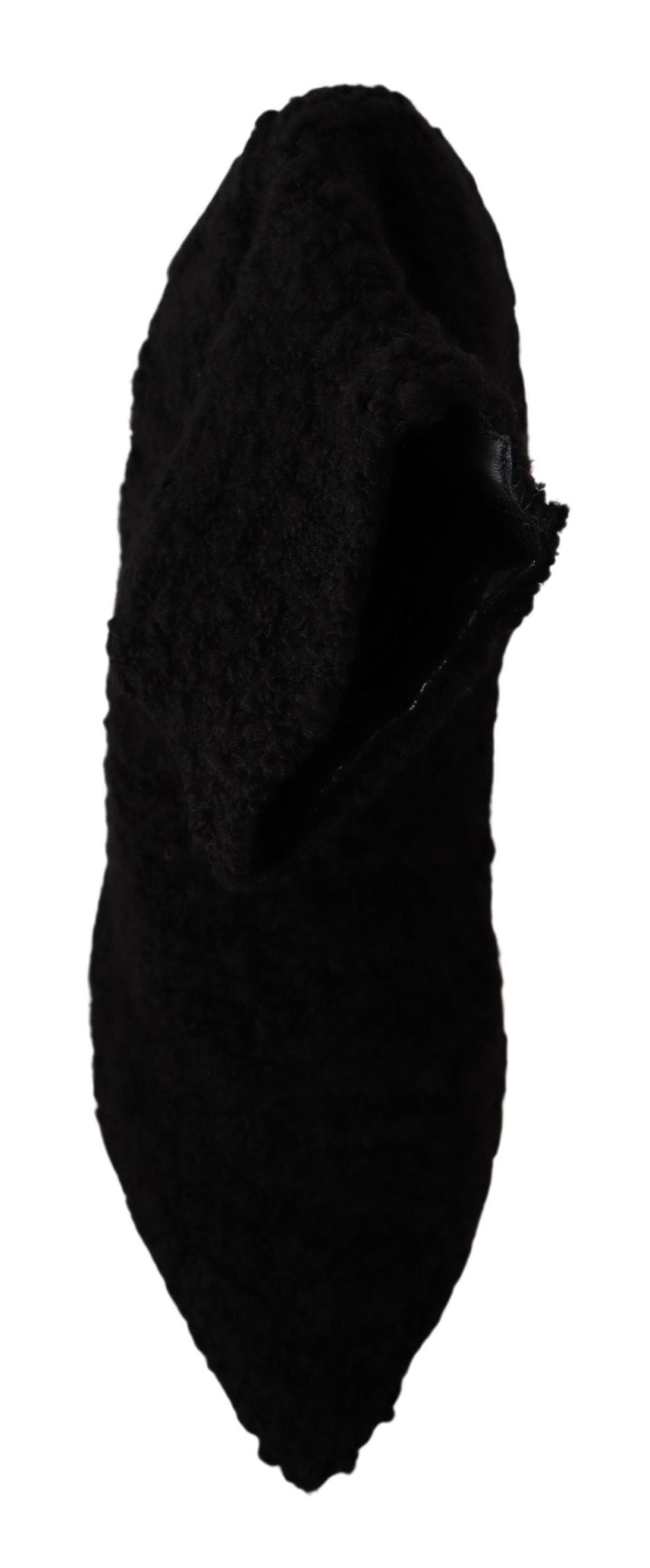 Black Stiletto Heels Mid Calf Women Boots - ventzia