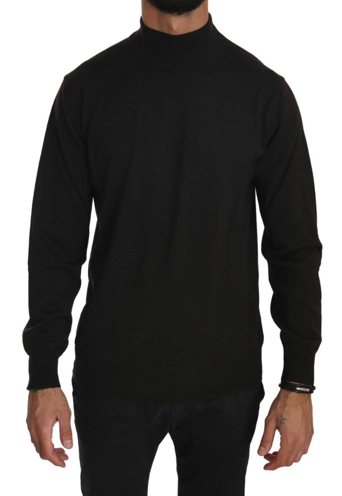 Brown Turtle Neck Pullover Wool Sweater - ventzia