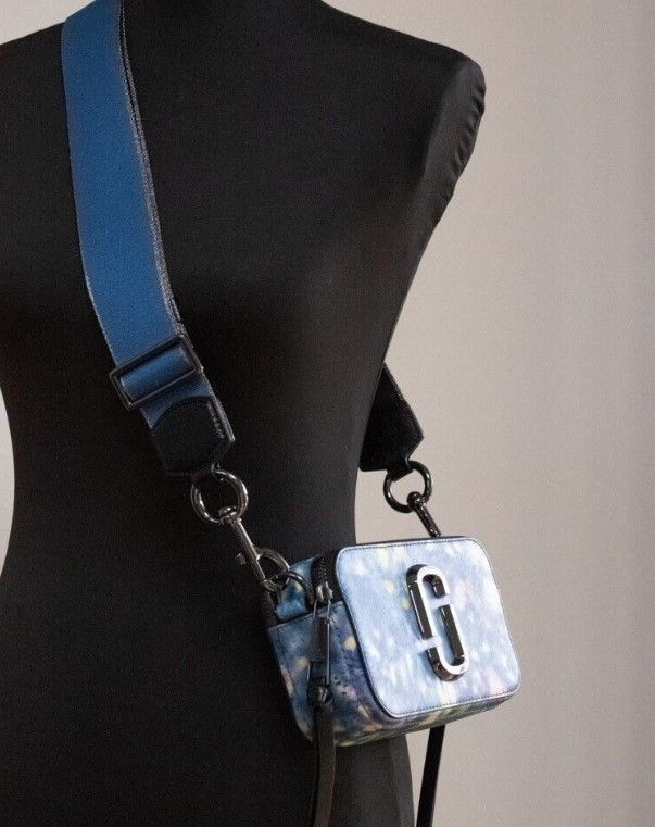 The Snapshot bag Watercolor Blue Printed Leather Shoulder Bag Purse - ventzia