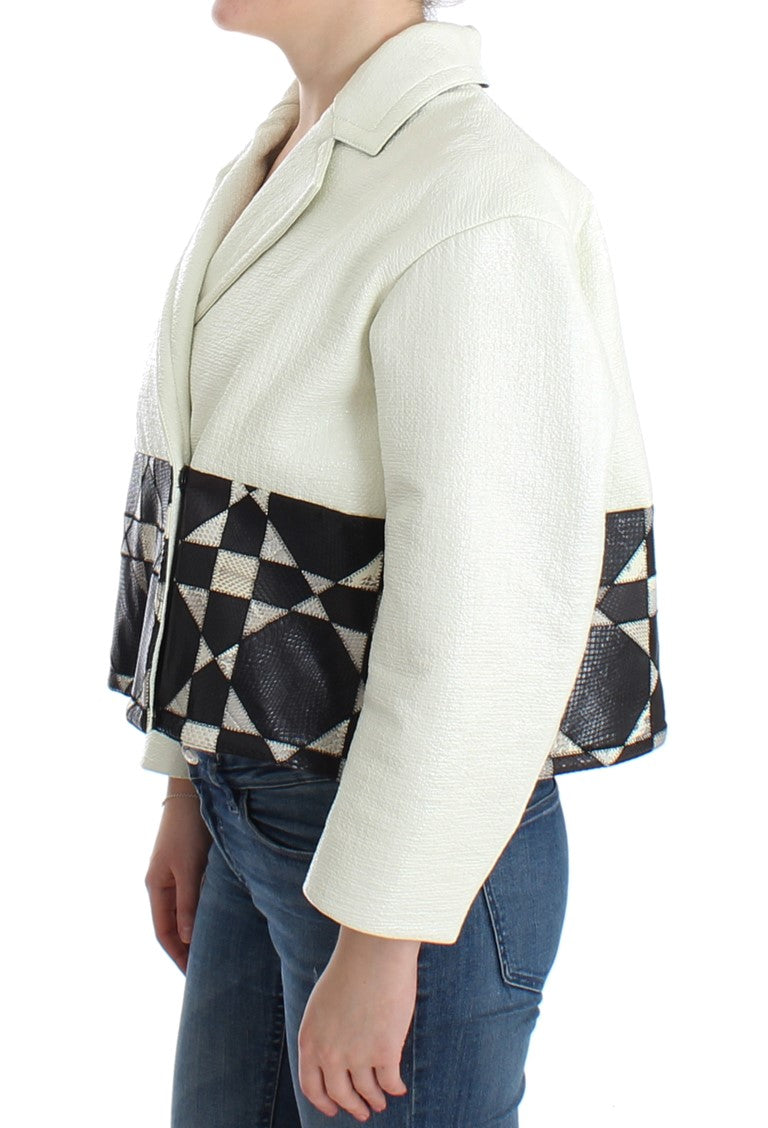 Exclusive Black & White Leather Jacket - ventzia