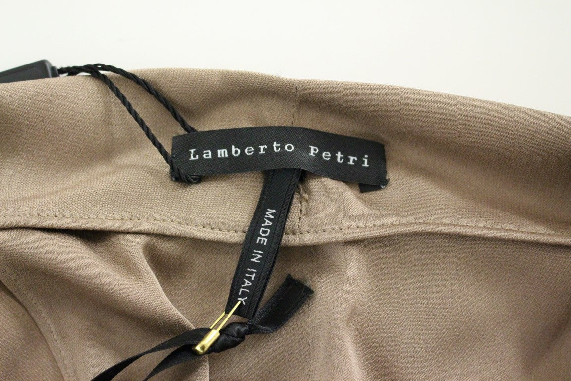 Elegant Brown Silk Shift Dress - ventzia