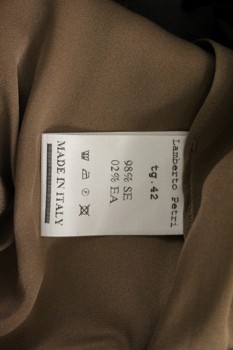 Elegant Brown Silk Shift Dress - ventzia