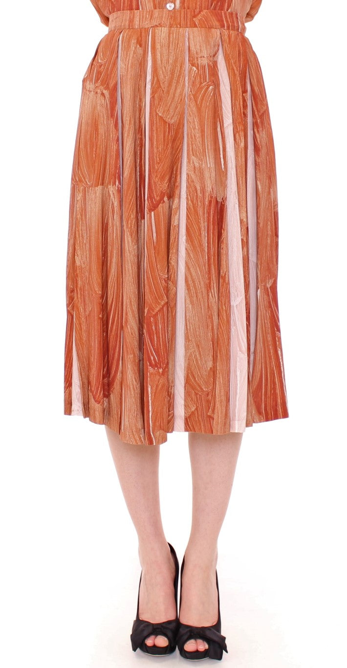 Orange Brown Below-Knee Chic Skirt - ventzia