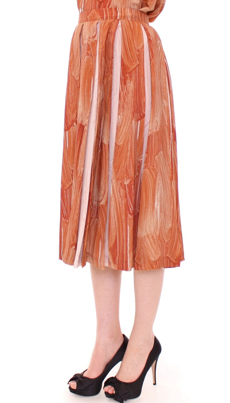Orange Brown Below-Knee Chic Skirt - ventzia