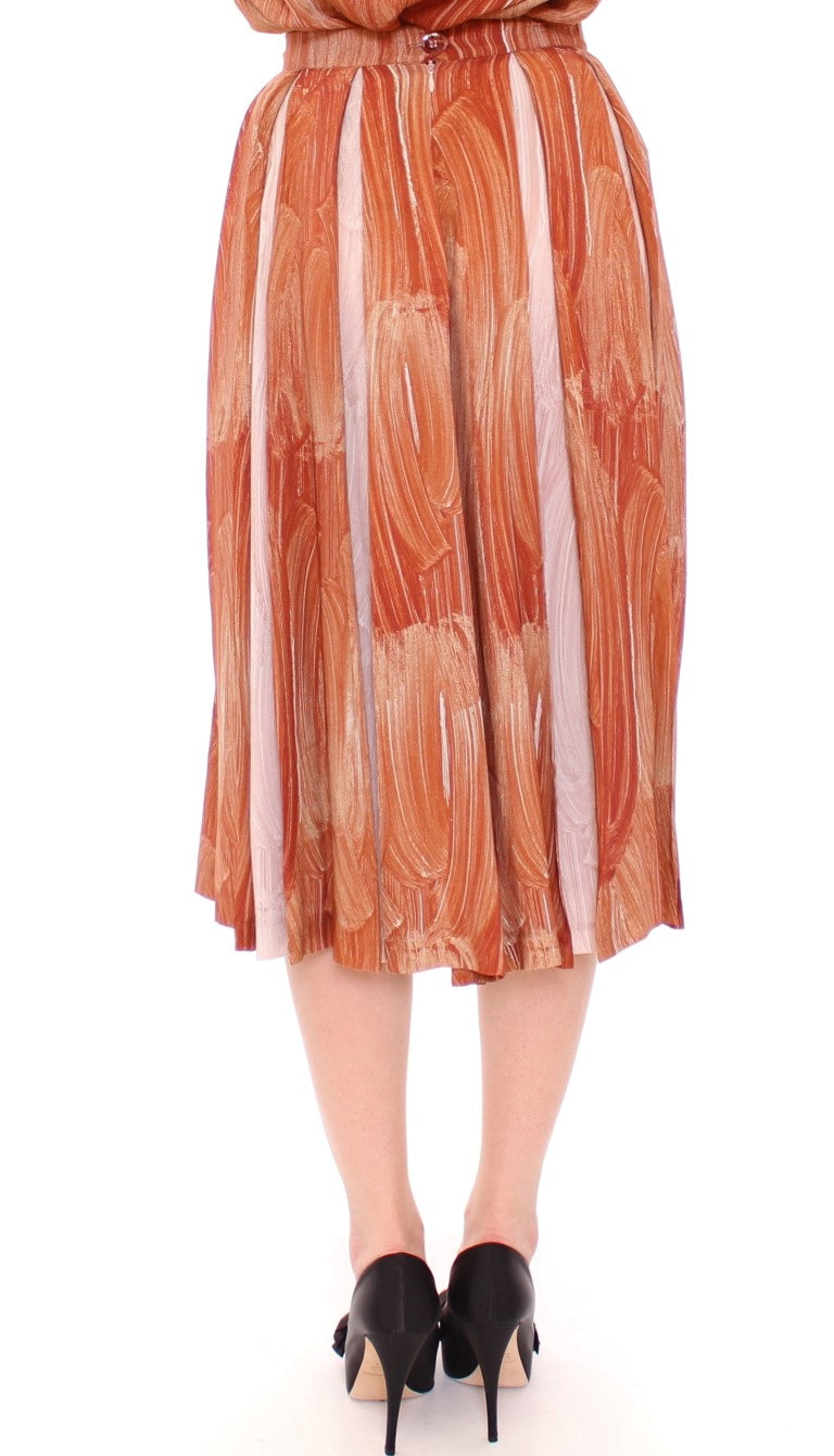 Orange Brown Below-Knee Chic Skirt - ventzia