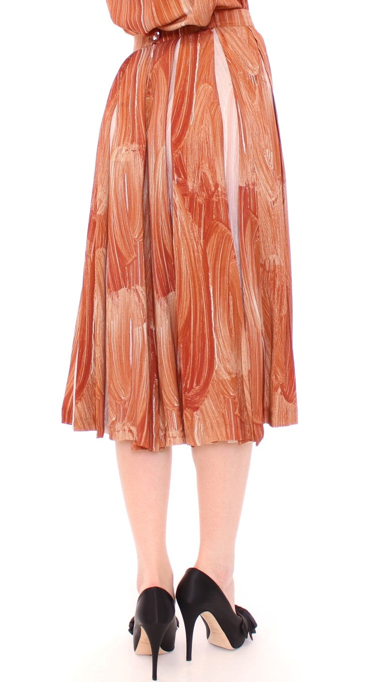 Orange Brown Below-Knee Chic Skirt - ventzia