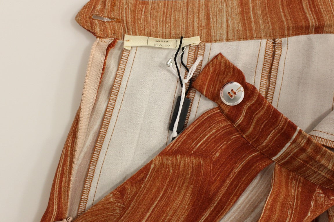Orange Brown Below-Knee Chic Skirt - ventzia