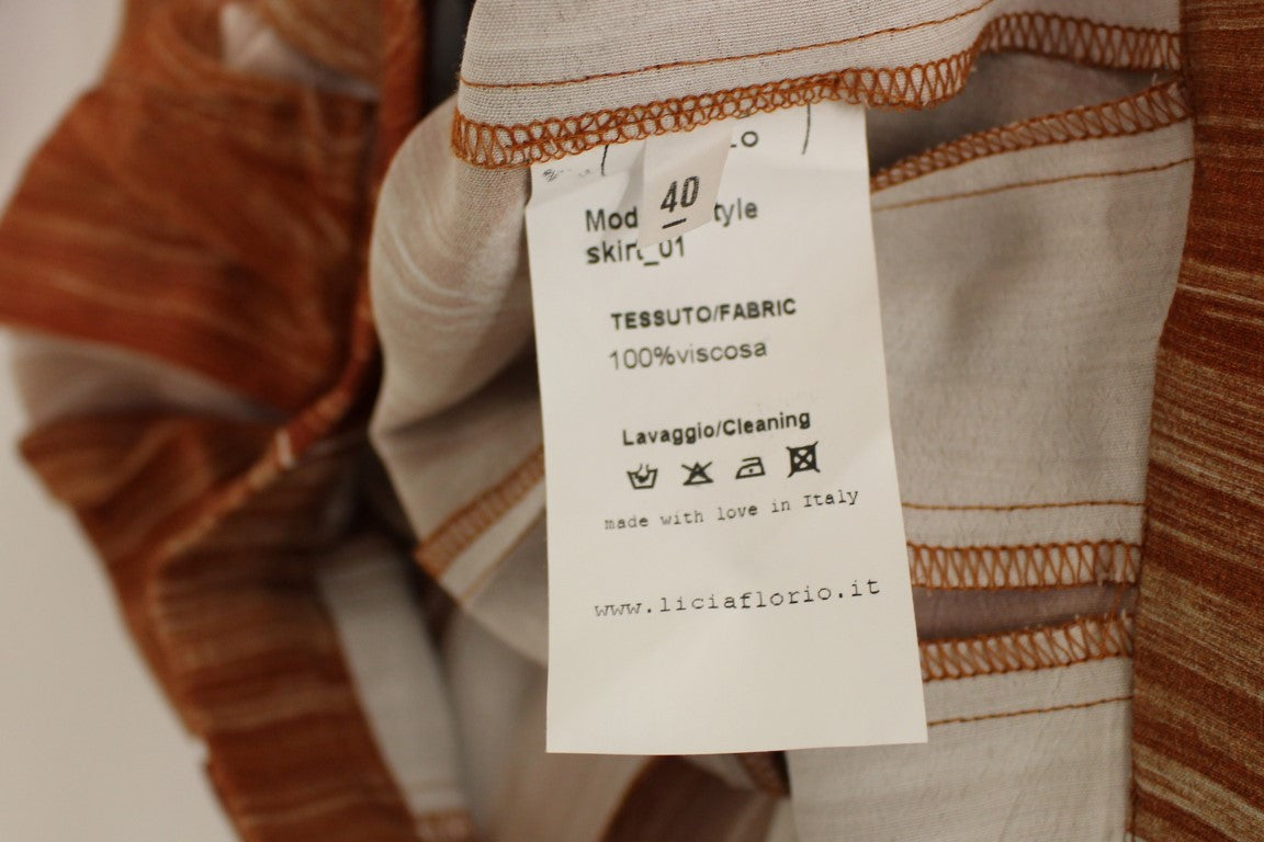 Orange Brown Below-Knee Chic Skirt - ventzia