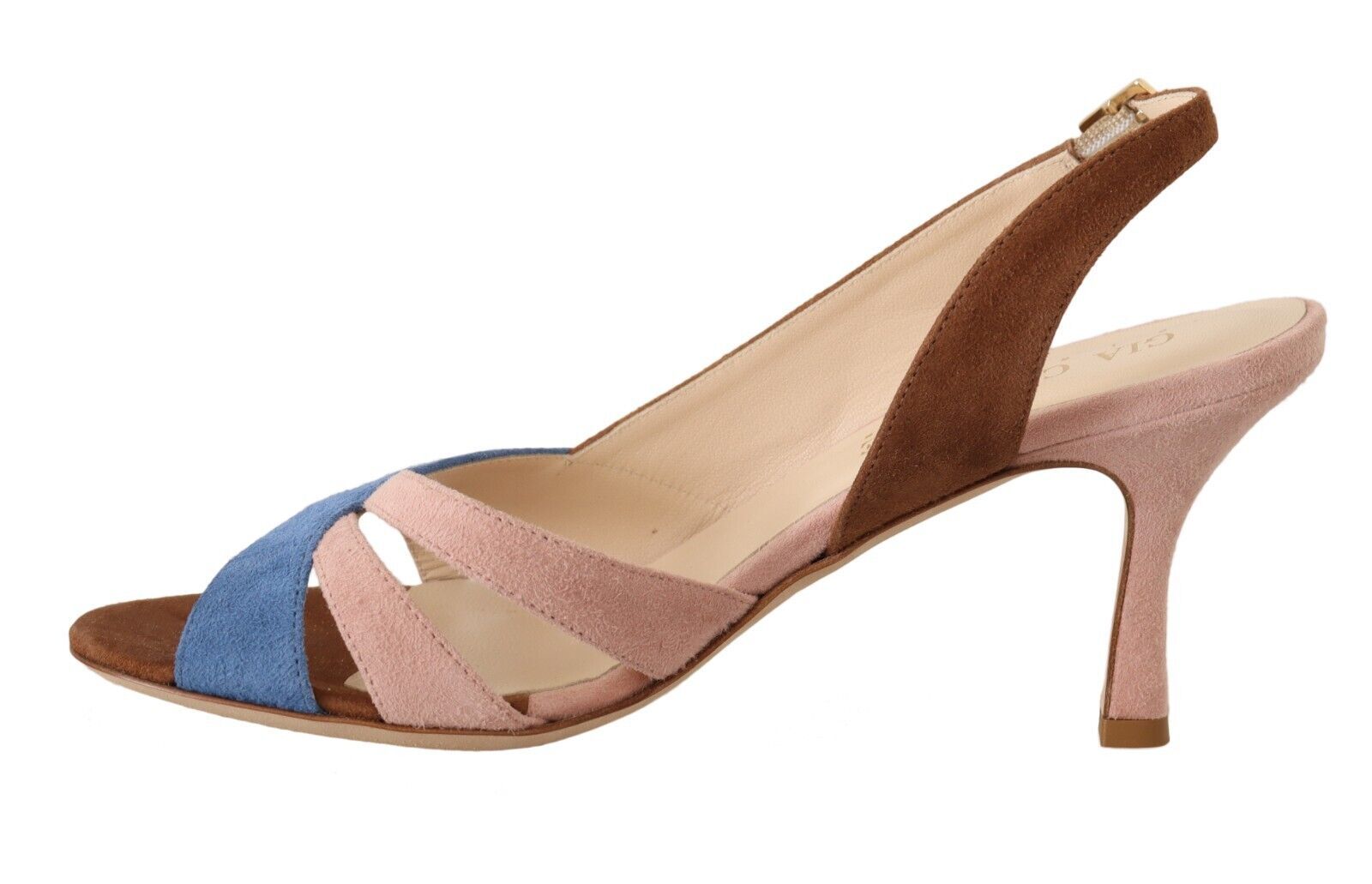 Multicolor Suede Leather Slingback Heels Sandals Shoes - ventzia