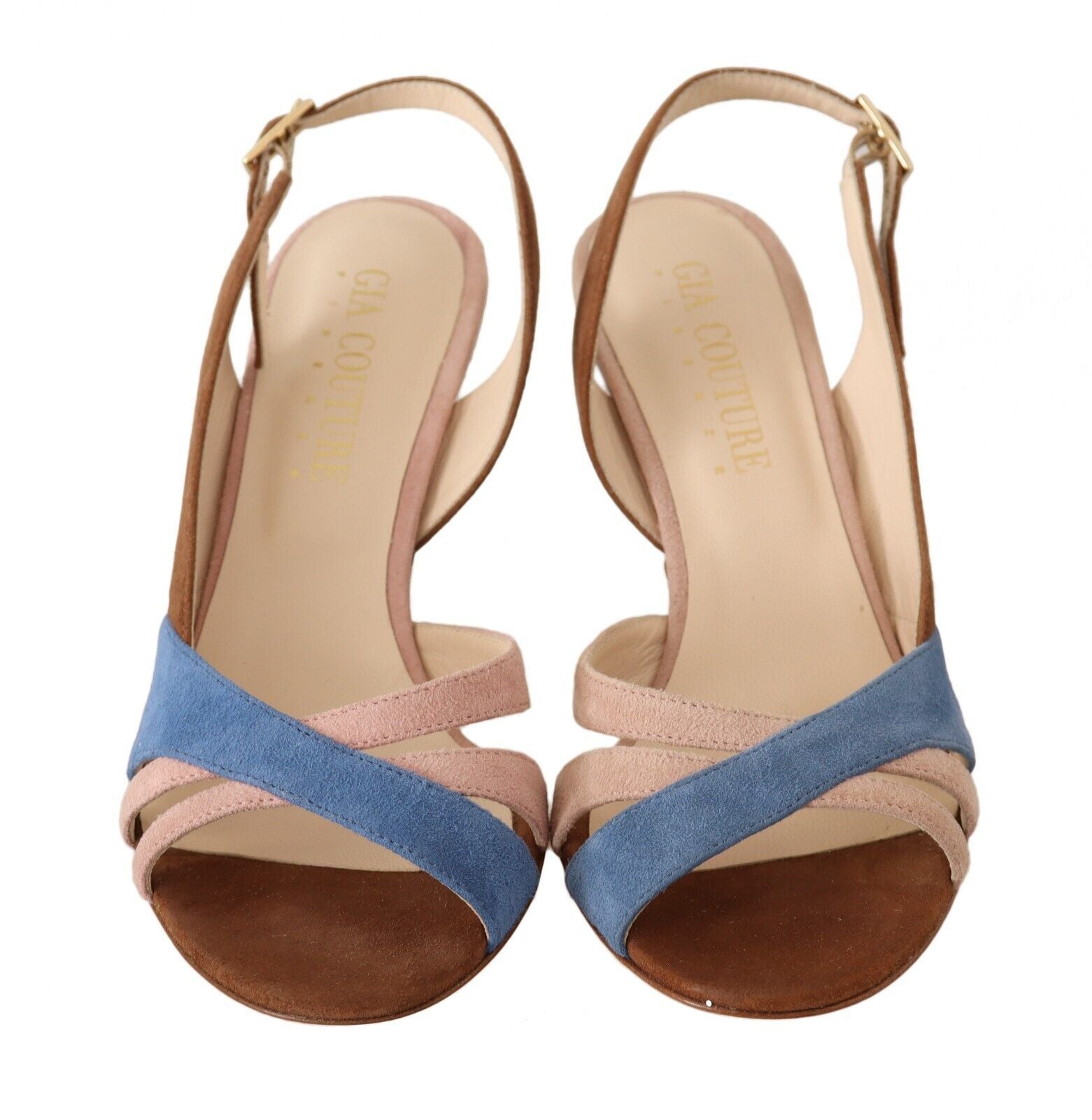Multicolor Suede Leather Slingback Heels Sandals Shoes - ventzia