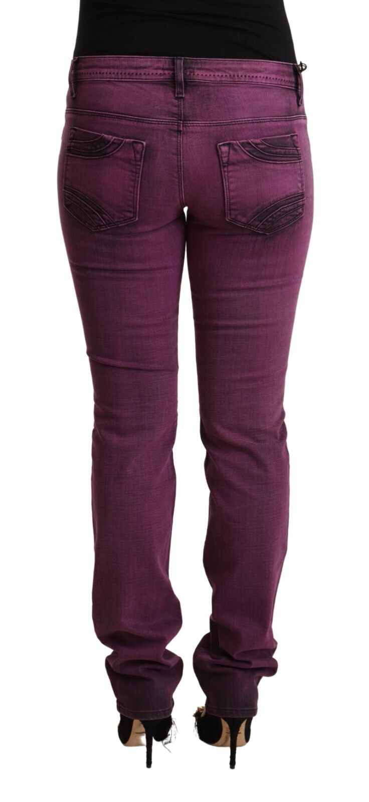 Purple Cotton Stretch Slim Fit Denim Jeans - ventzia