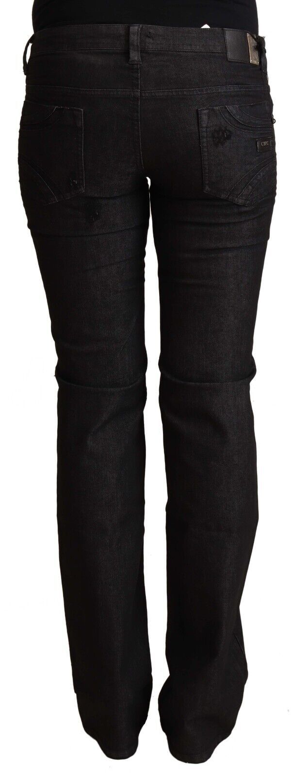Black Cotton Low Waist Skinny Jeans - ventzia