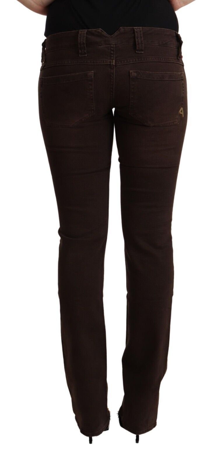 Brown Cotton Stretch Low Waist Slim Fit Denim Jeans - ventzia